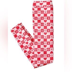 Serra Red and Pink XOXO Fleece Lined Leggings, size S and M